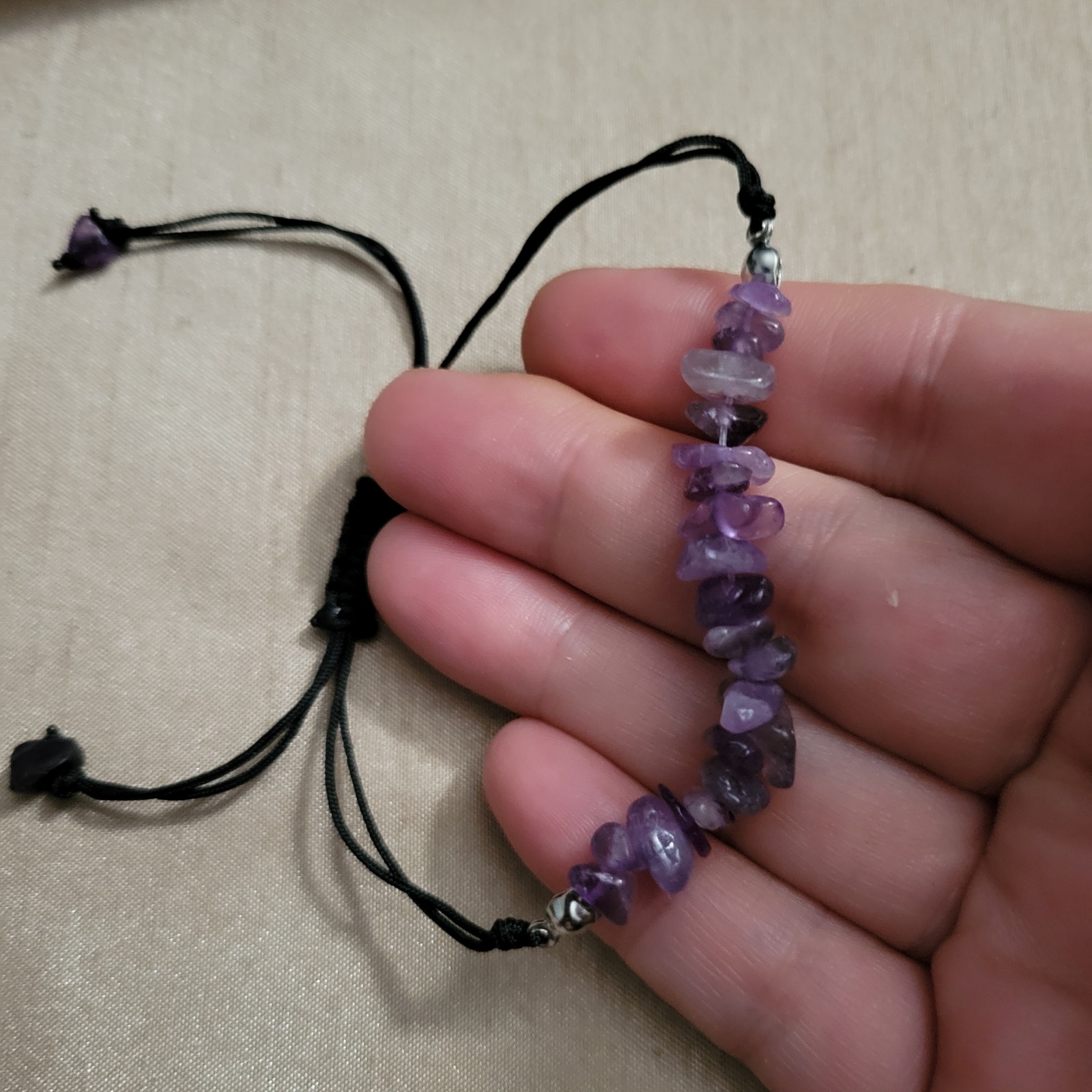 Amethyst Crystal Chip Adjustable Bracelet 15$